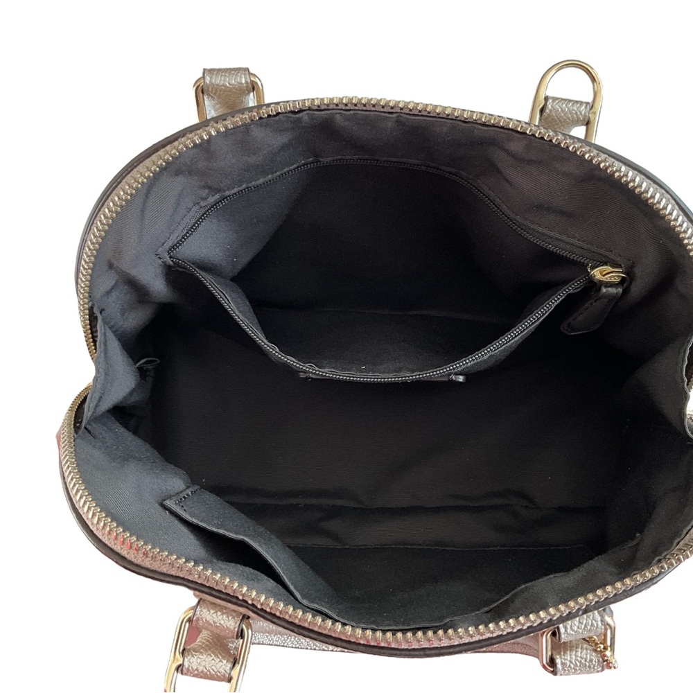Coach Mini Sierra Dome Satchel Crossgrain Metallic Light Gold Leather F22315 - Picture 2 of 9